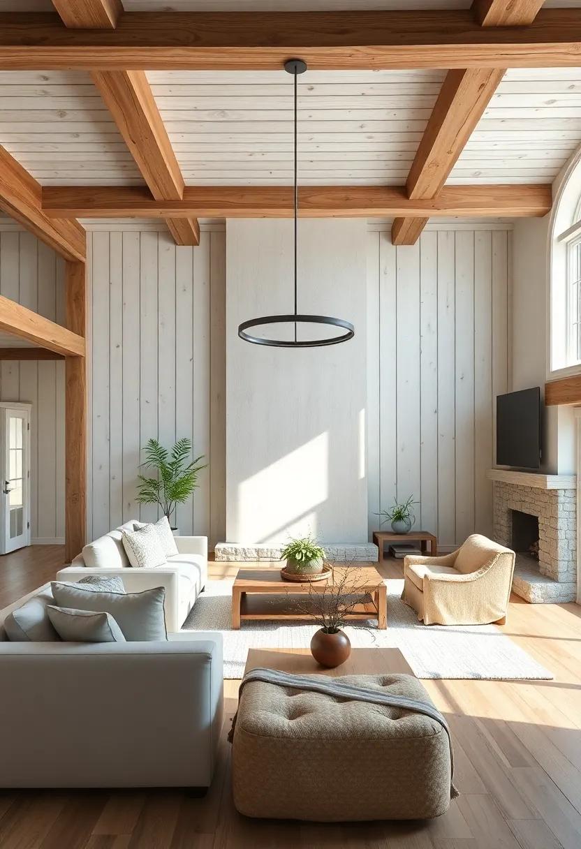 Emphasizing Natural elements through Wood Beams⁣ and‍ Stone⁤ Accents