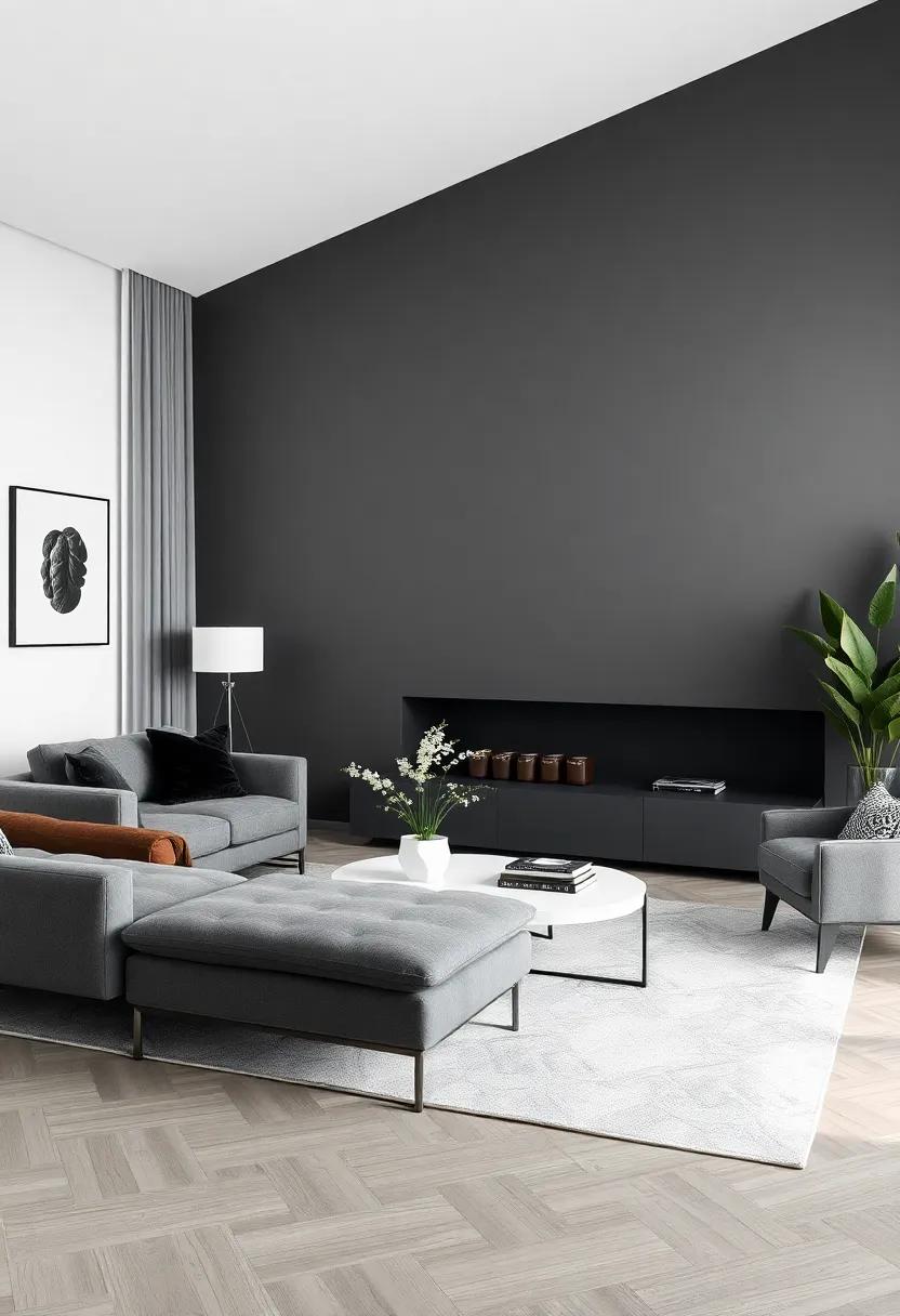 Accent Walls: A Bold Approach ⁣to Gray Living Room transformations