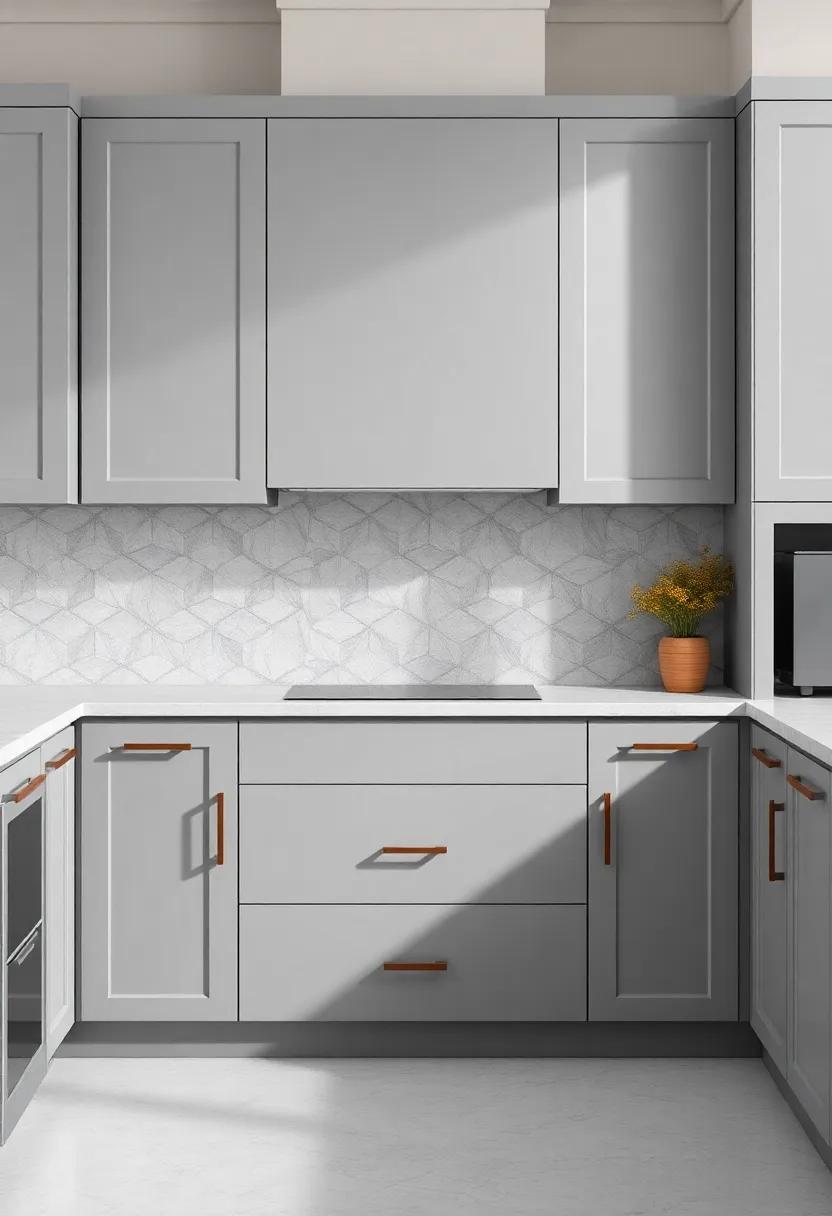 Cohesive Design: Matching Grey Cabinets with Countertops and Backsplashes