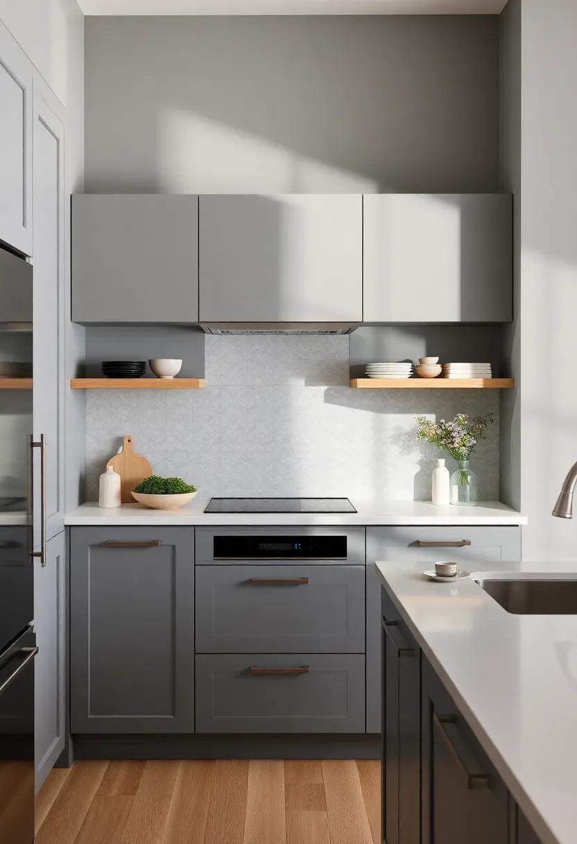 Functional Elegance: Maximizing Space with ⁤open Shelving and Grey ​Finishes