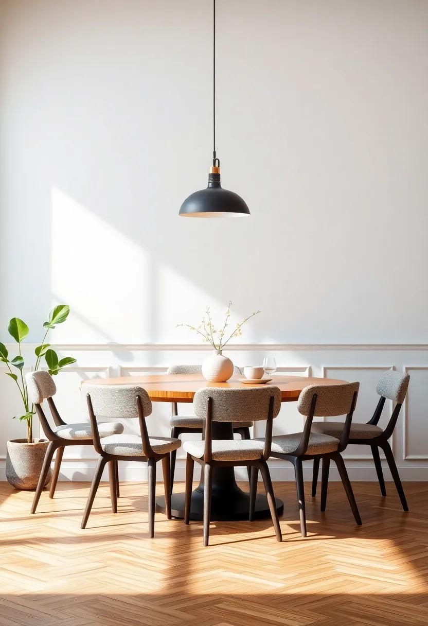 Factor in the dining table ​shape: ​A round​ table may call for a round lamp,⁤ while​ a rectangular ​table might look best with a linear fixture
