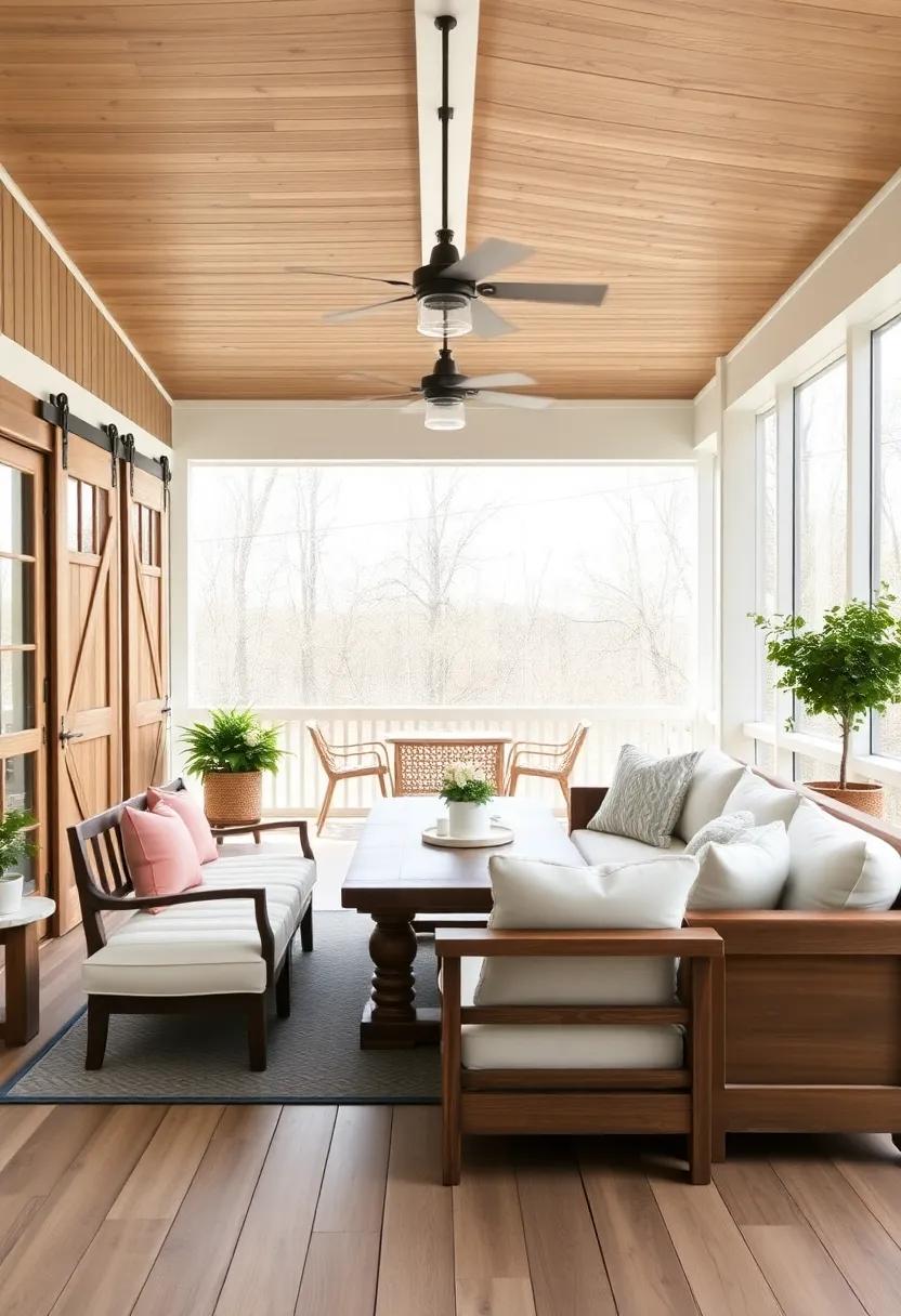 Farmhouse Flair: Incorporate sliding barn doors and reclaimed wood elements⁣ along with comfy oversized sofas, providing‍ a charming farmhouse feel for dining ⁢and lounging