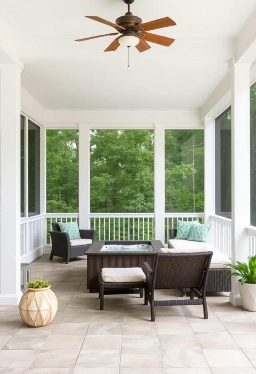 Urban Oasis: use sleek modern furniture​ paired with lush potted plants to create a sophisticated yet inviting ambiance in⁤ your screened ‍porch