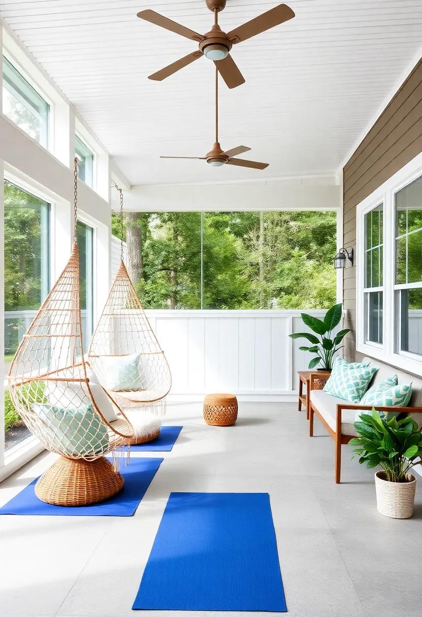 Athleisure Lounge: Equip your porch​ with hammock chairs and yoga ​mats⁤ for ​a relaxing ⁤space to unwind after⁢ a workout or enjoy some gentle stretching