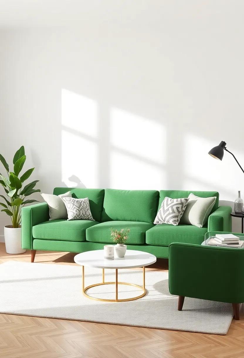 Seasonal Switches: Refreshing ⁤Your Living Room Decor Around a Green ​Couch