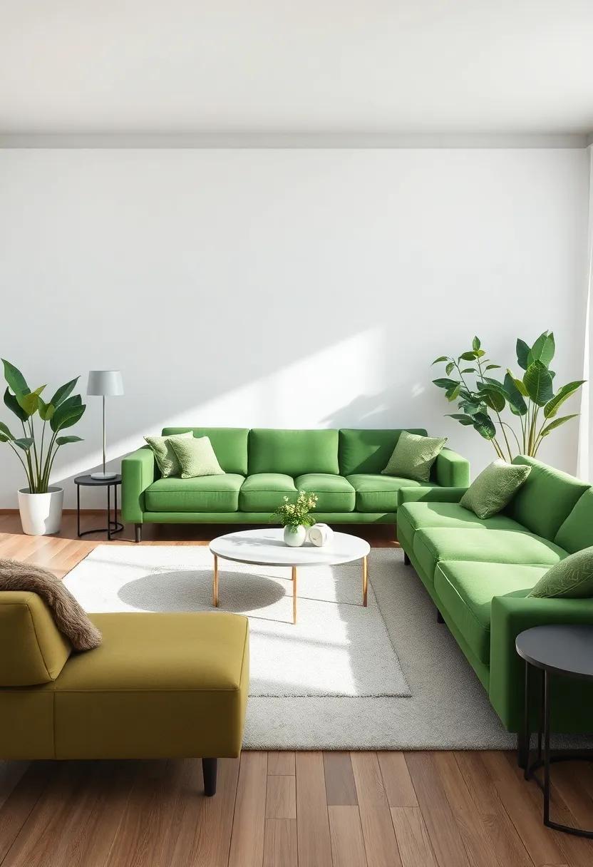 Creating a Focal Point: The allure of a Green Couch in Modern Living ⁤Rooms