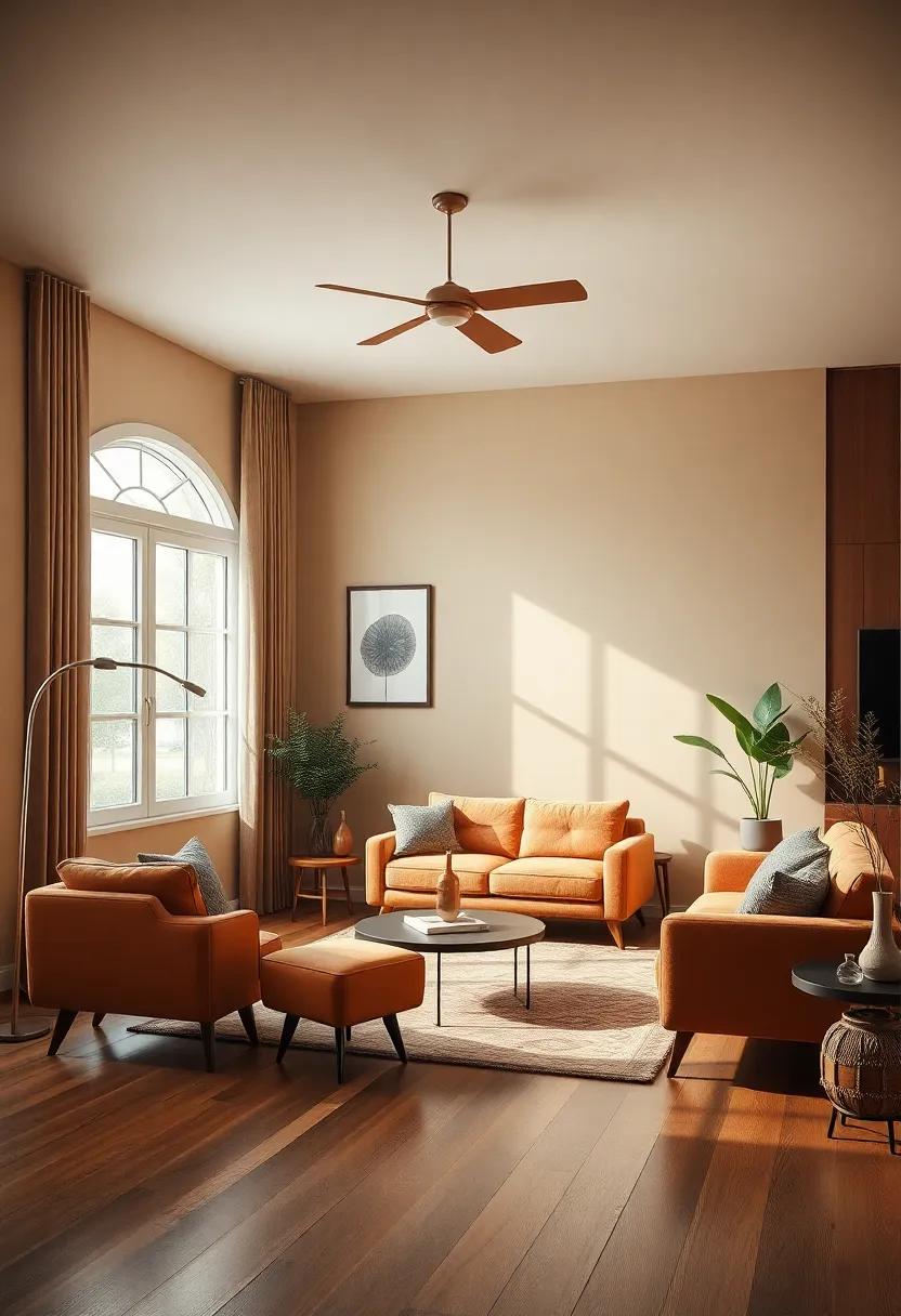 Rich Textures ‌and Warm Colors⁢ Defining Mid-Century Vintage Living Room Aesthetics