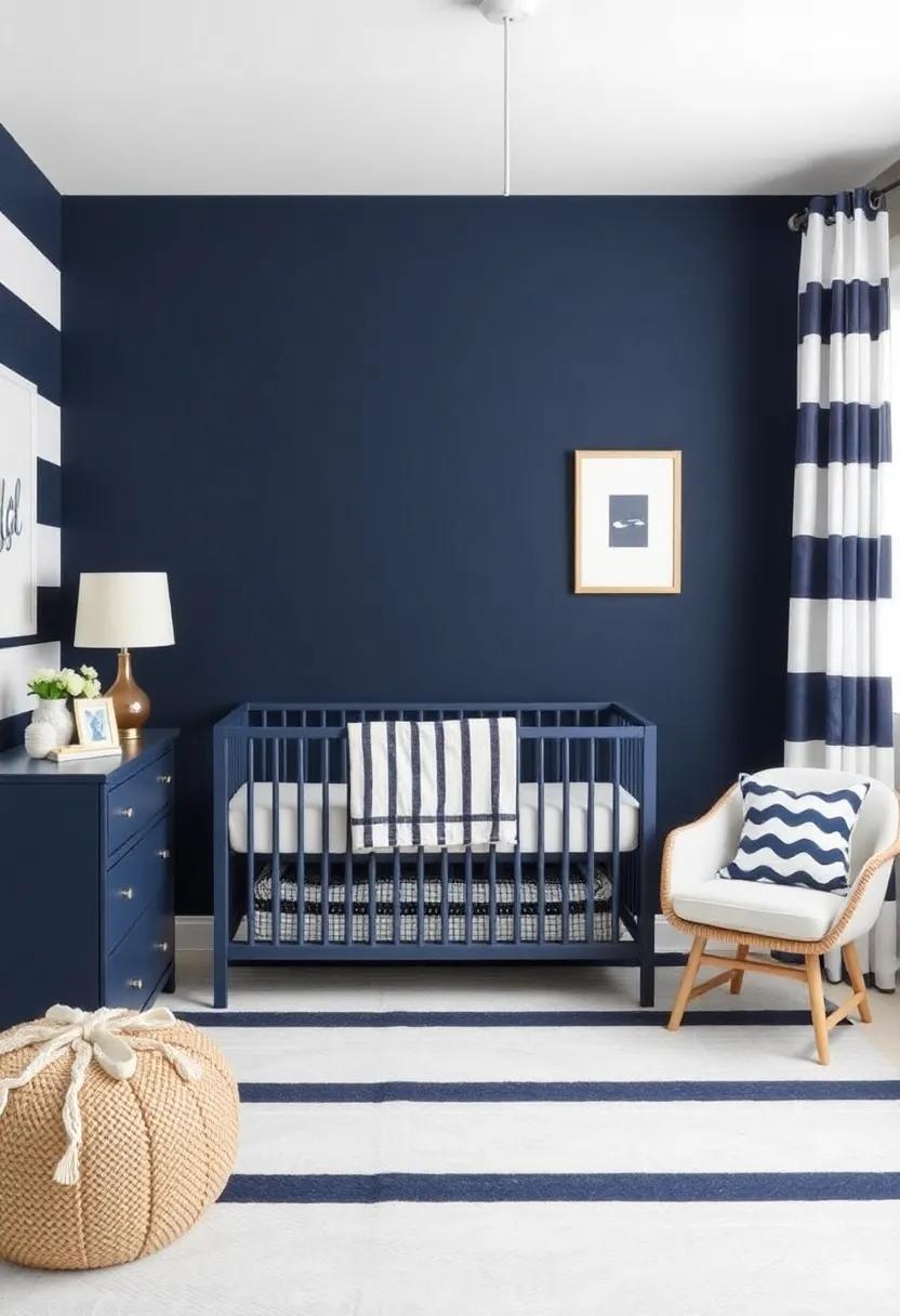 Crafting a Timeless Nursery:⁢ Blending Classic Navy⁣ Stripes with Modern Flair