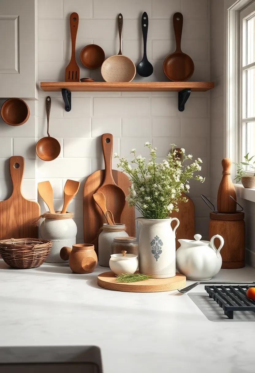 Showcasing ⁢Farmhouse Style​ Décor with Vintage Utensils and Accessories