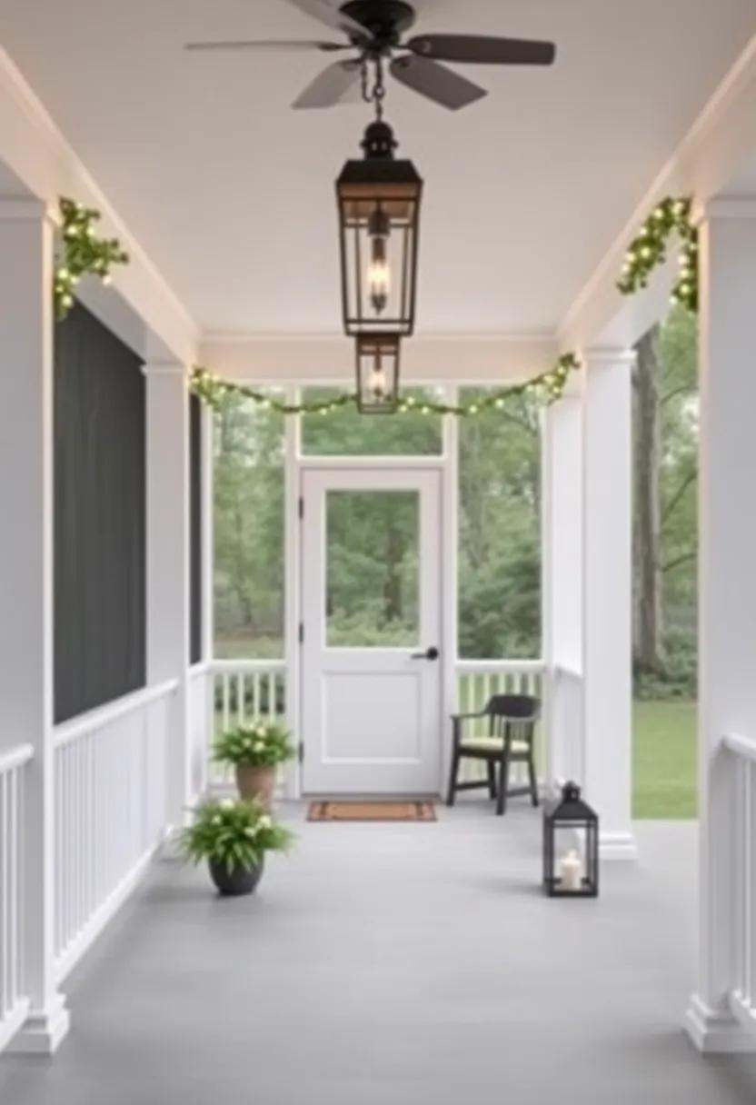 Lantern garland Ideas to Perfectly‌ Frame Your Screened Porch Entryway