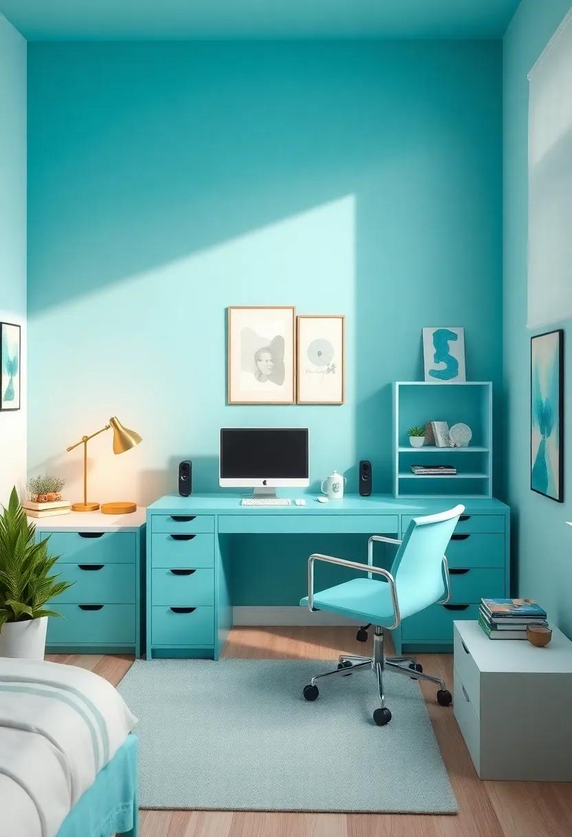 Modern furniture Choices: Sleek Lines And⁤ Turquoise Accents