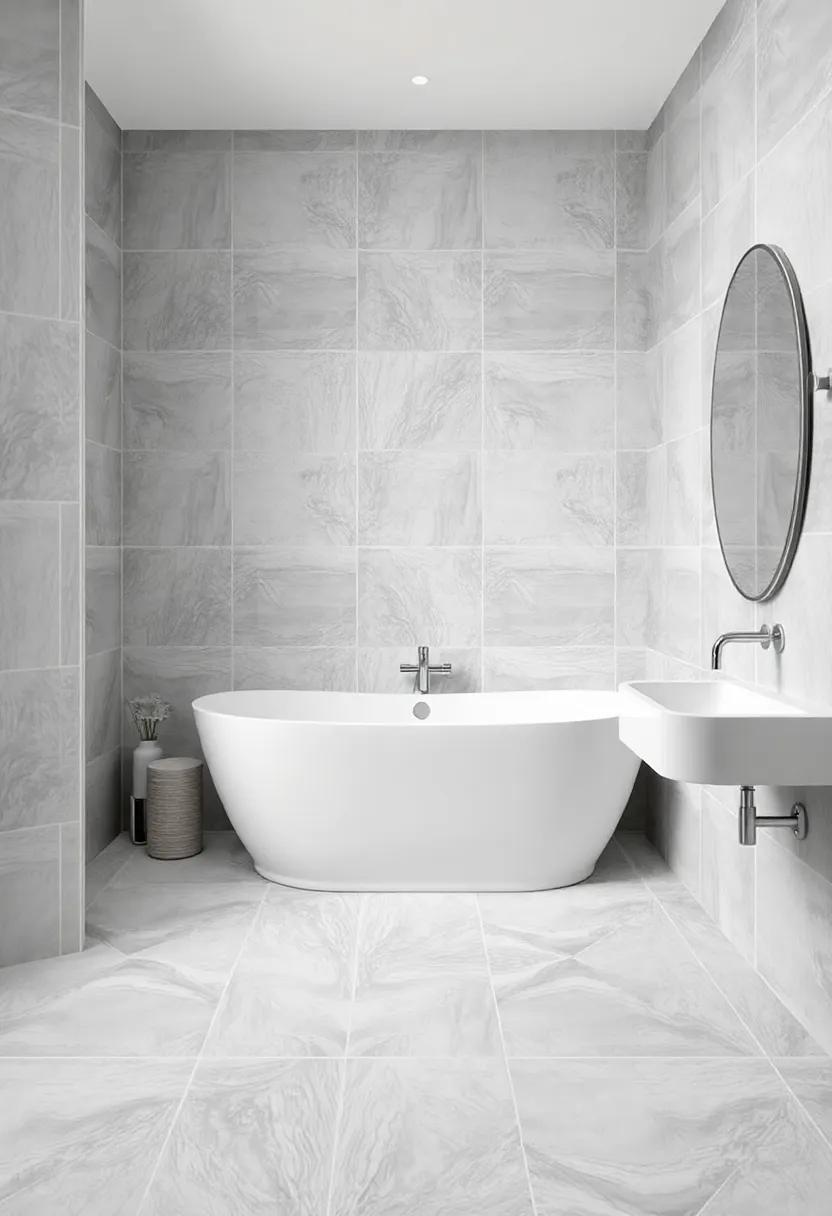 Elevated Elements: Use decorative white tiles as ⁤accents within larger grey tiles to add‍ interest without overwhelming ⁢your bathroom design