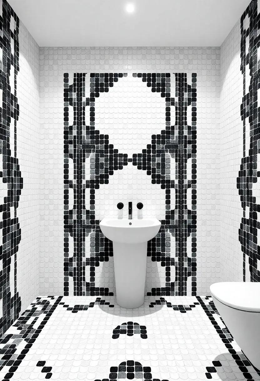 Monochrome Mosaic:‌ Explore the‌ beauty of intricate mosaic patterns‍ formed from black, white, and grey tiles that create⁣ a striking​ visual impact