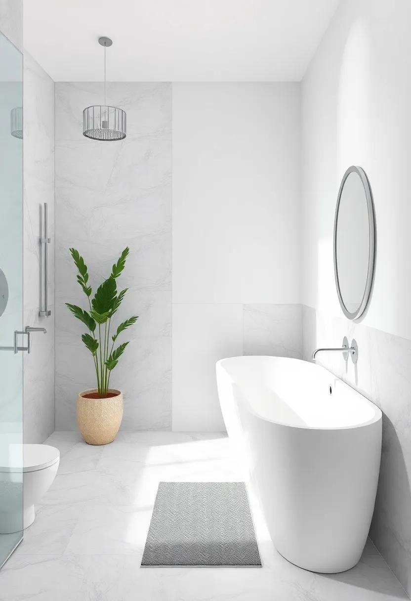 Customized Comfort: Personalize your bathroom with custom tile designs that play with the contrast of white and grey for a bespoke ⁣atmosphere
