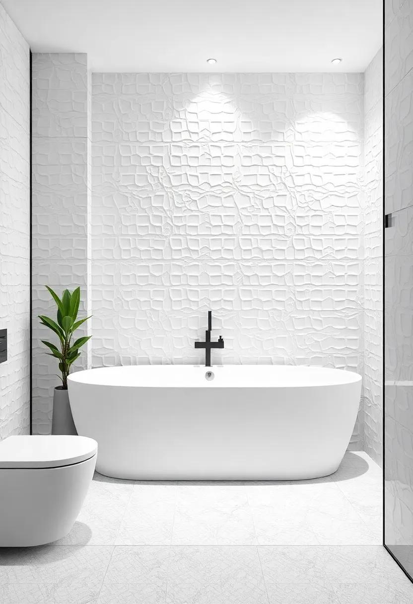 Textured Tiles: ⁣Dive into the world of⁣ 3D textured tiles that add depth ⁤and dimension, ​making your bathroom a standout⁢ feature