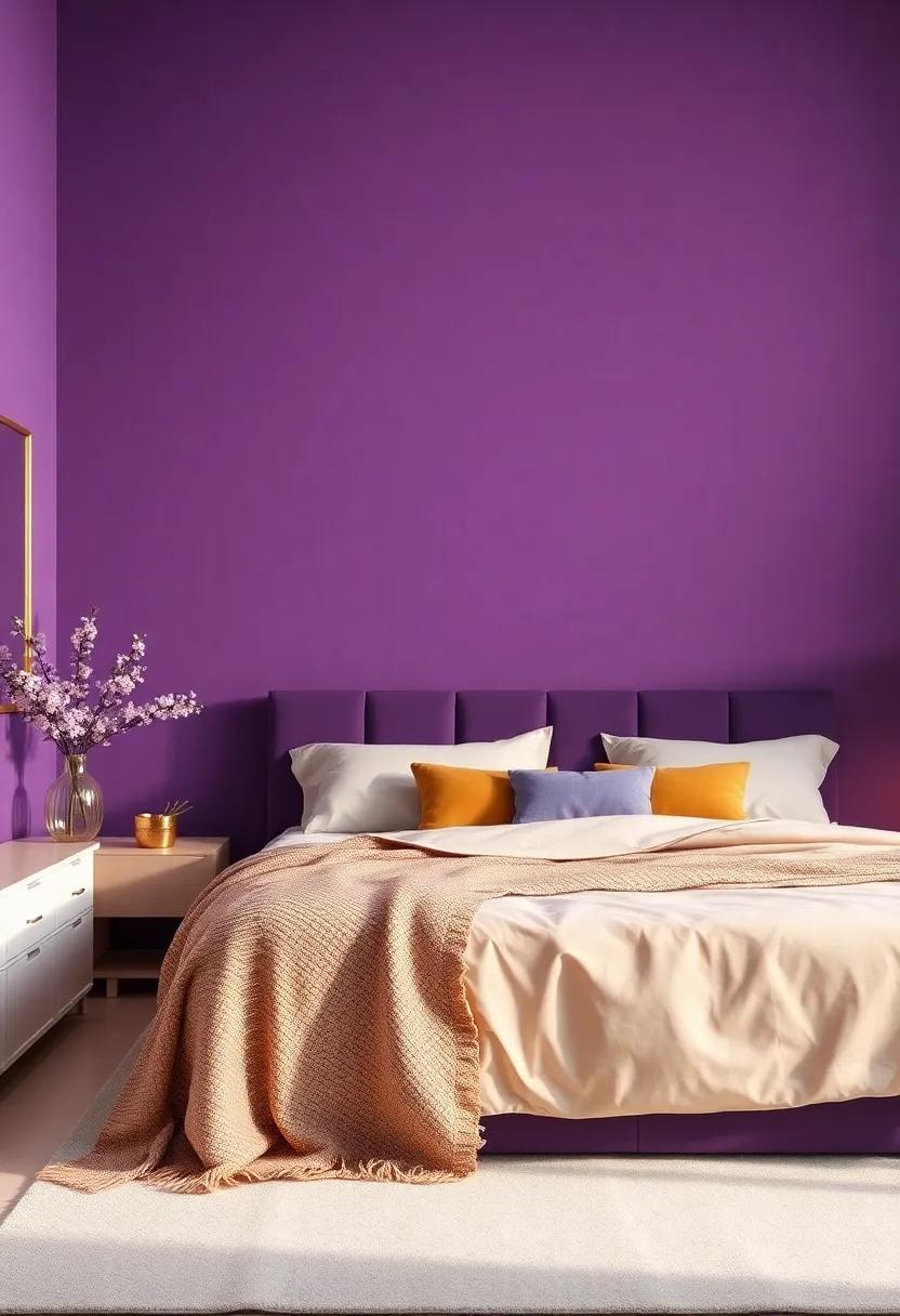 enchanting Ambiance: The Allure of Purple and Gold ⁢in Bedroom design