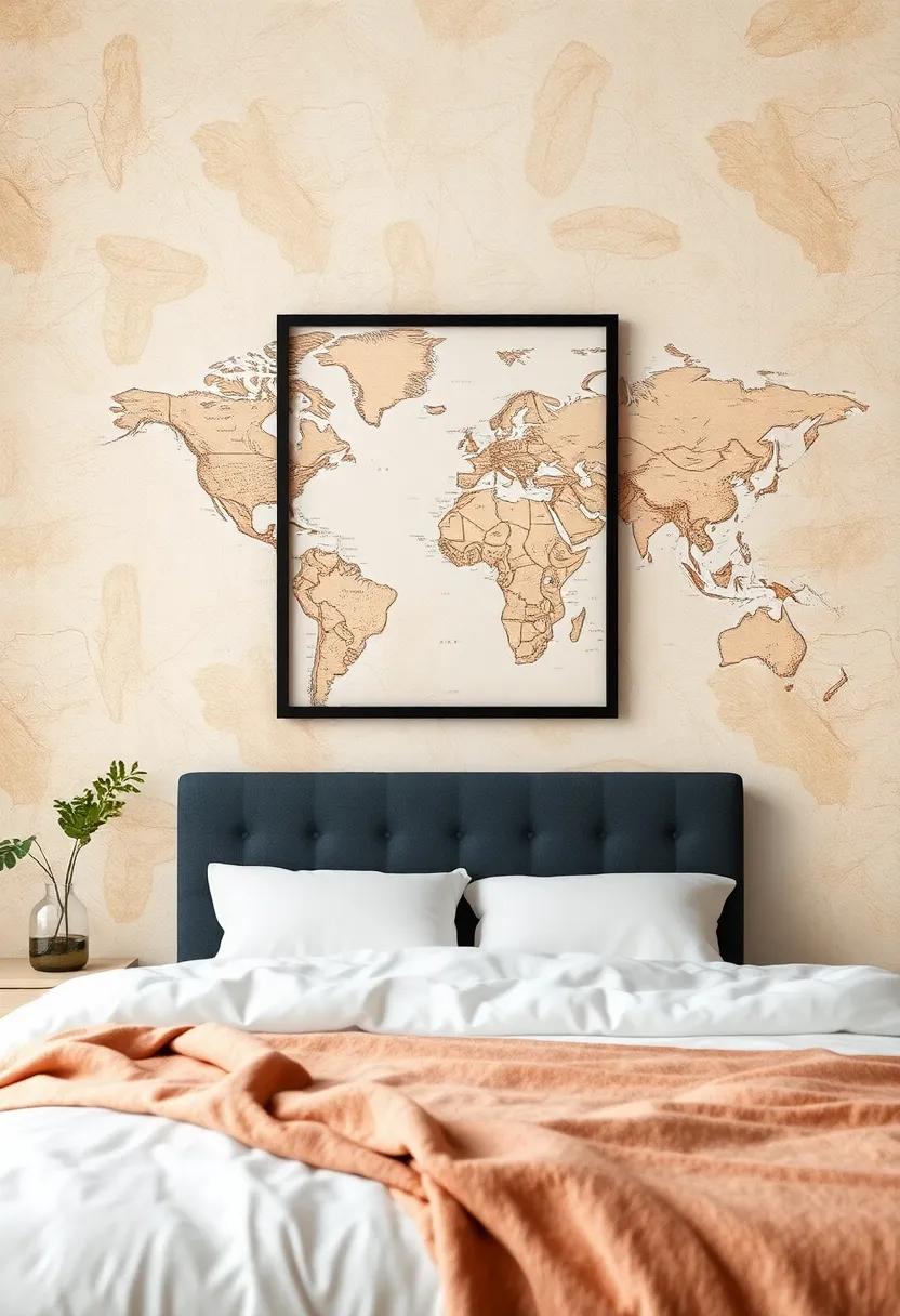 Vintage Nature Maps: frame vintage maps focusing on botanical ⁤or geographical features,‌ introducing⁤ historical⁤ context‍ with‍ natural beauty to your ⁢bedroom decor