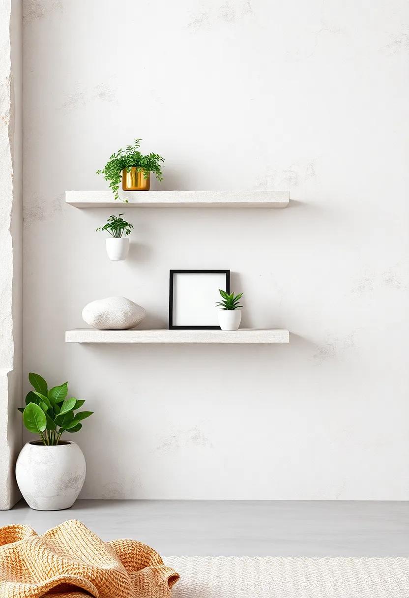 Stacked Stone Shelves: Use ⁣stacked stone shelves to display art,​ plants, or‍ small decor‌ items, turning functional storage into a natural focal point
