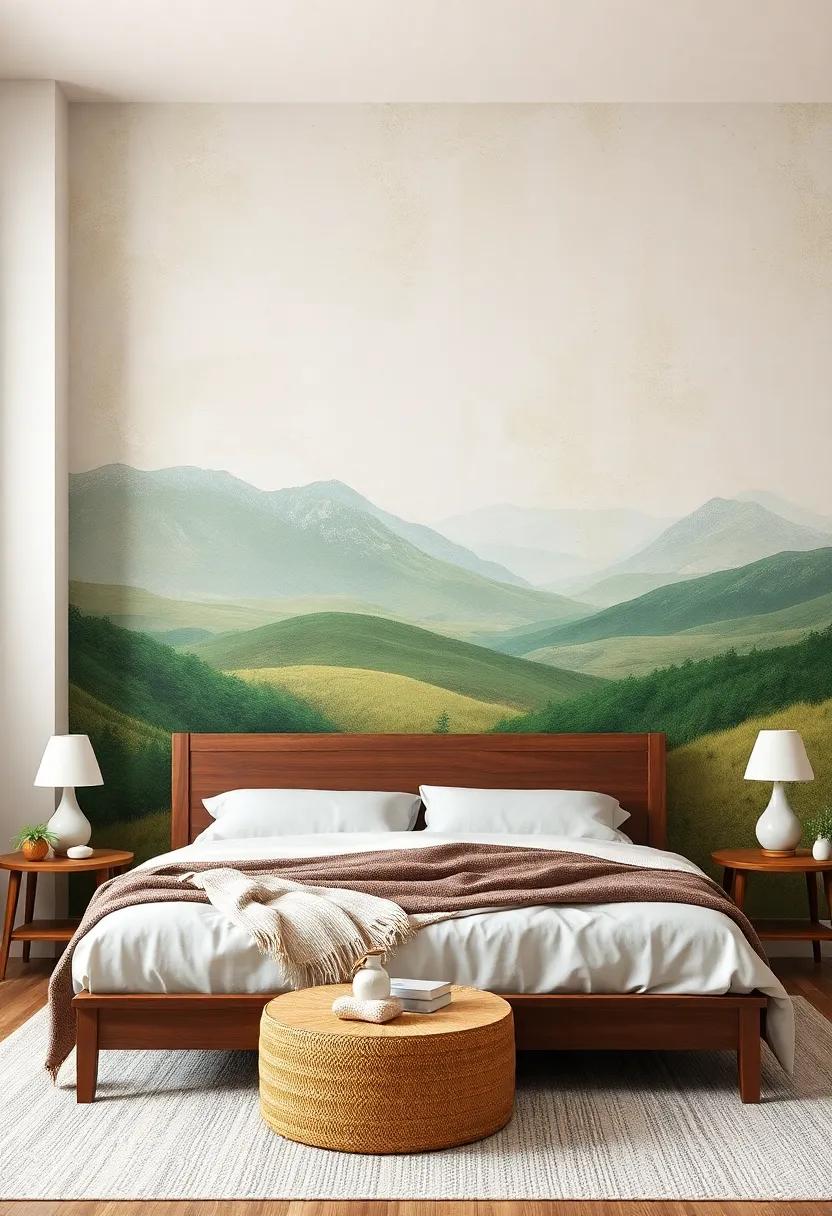 Earthy Landscape Murals: Opt ​for a mural that features‌ a​ serene landscape scene, creating a ⁢stunning backdrop that invites ​the‍ beauty of nature indoors