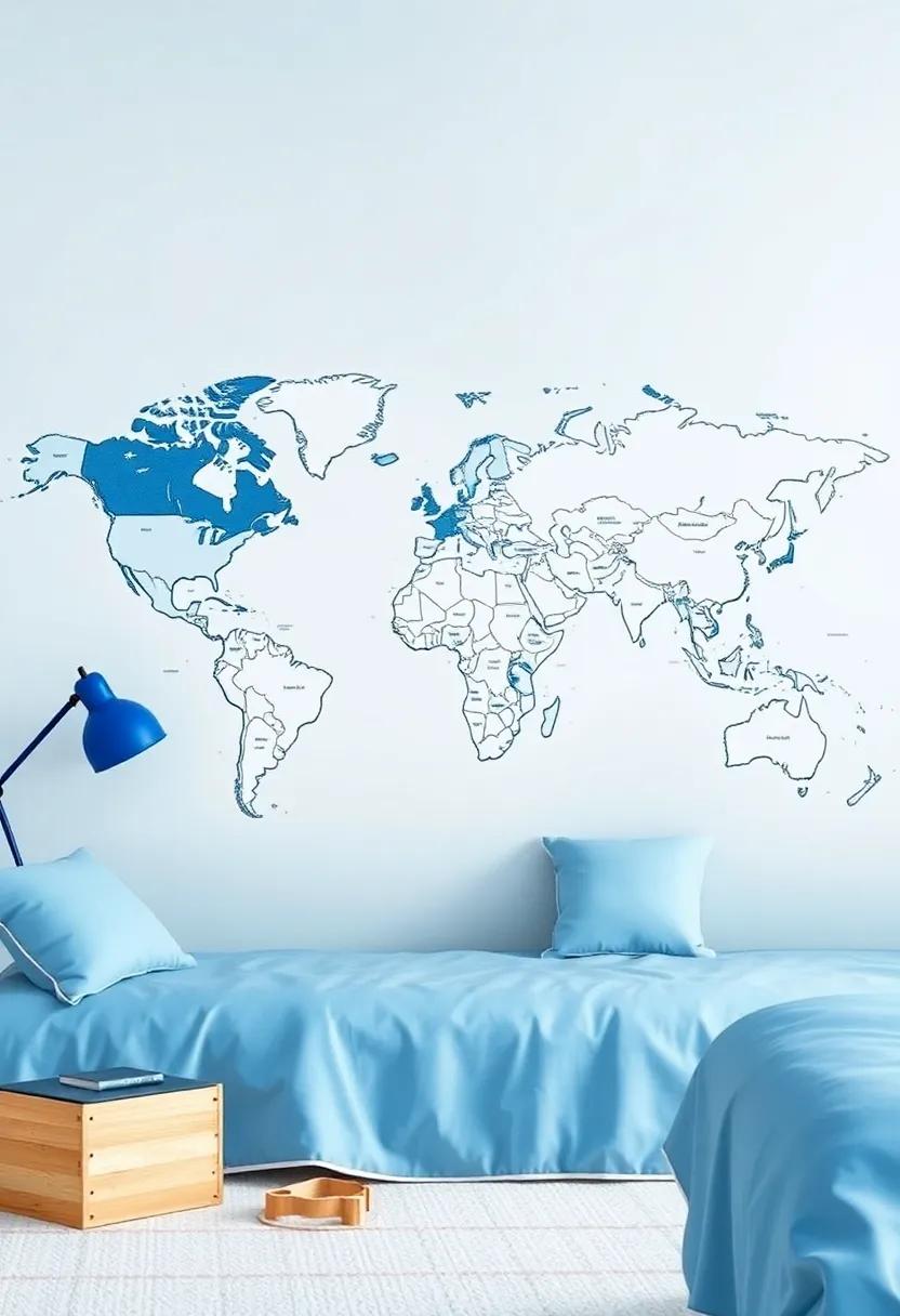 Starry Night Sky: use deep‍ navy blue as the backdrop and incorporate star and moon decals, along with white bedding, to‌ create a ⁤dreamy celestial retreat for your little astronaut