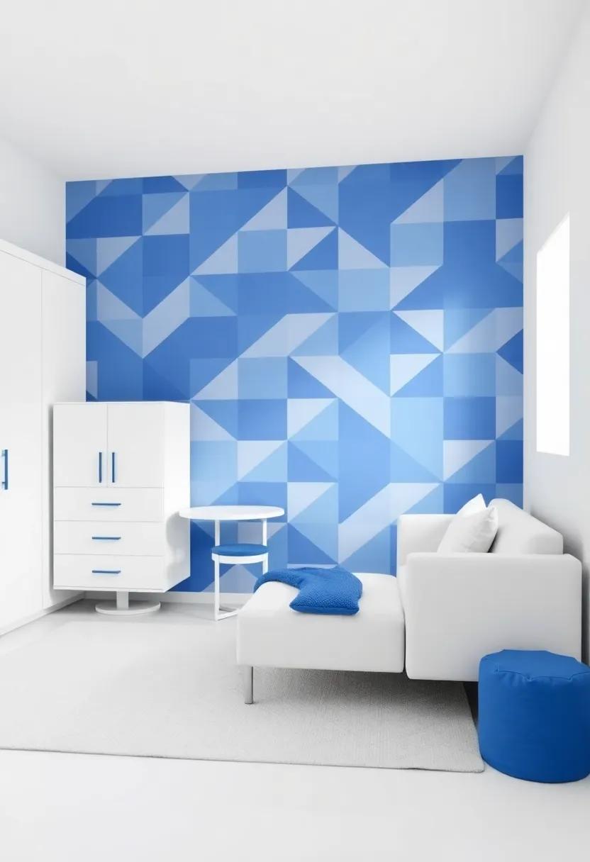 Modern geometric: ‌Combine bold blue‍ geometric patterns on the walls with sleek white furniture​ to add ​a modern touch that sparks creativity and fun
