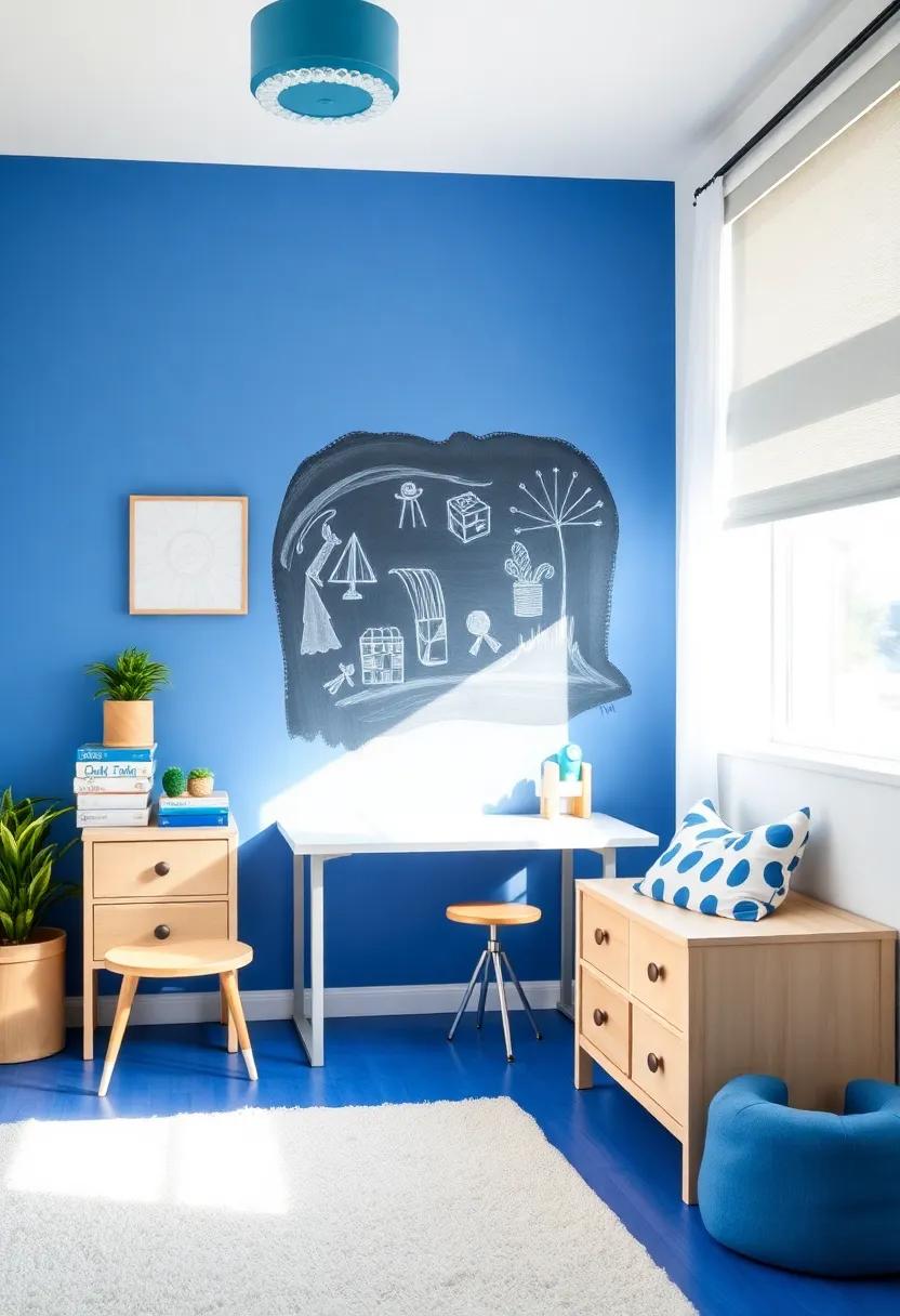 Artistic Inspiration: Turn one wall into a chalkboard painted area surrounded by ‍a soothing blue,⁤ encouraging creativity and fun art projects in‍ a vibrant space