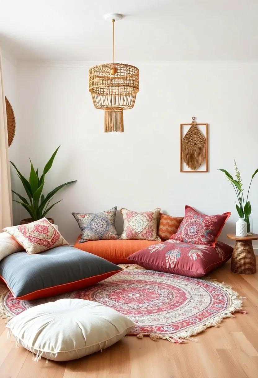 Floor Cushions: Create a‌ cozy corner‍ with oversized floor cushions that invite lounging and ‍add an informal, laid-back vibe to⁣ the room