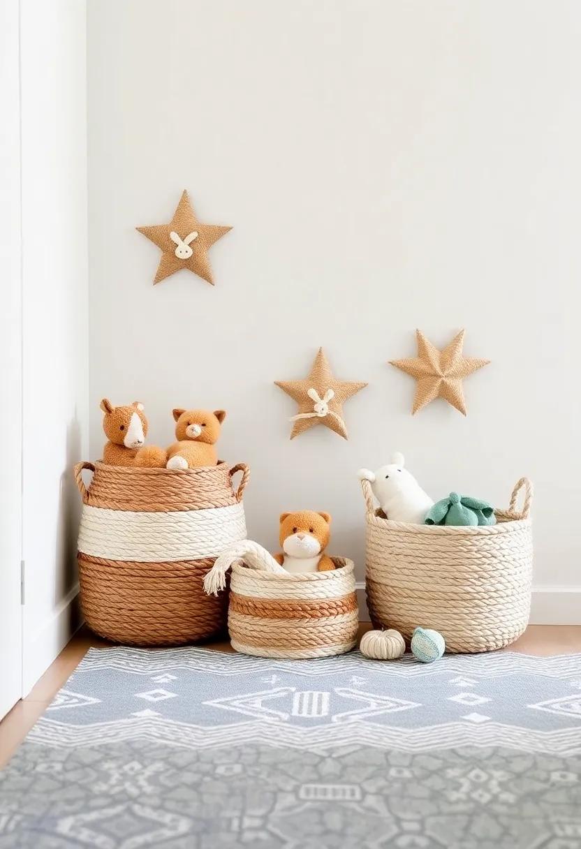 rope Baskets Blending⁤ Bohemian Charm with Practical Toy Organization