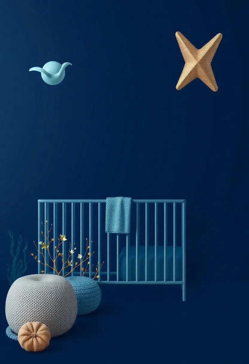 Mystical Mermaids: Combine dark blue with hints of teal and gold accents, transforming the nursery into an enchanting underwater world of mermaids