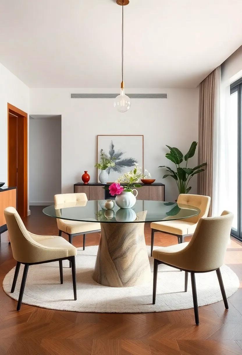 Round glass Wonders: Unravel the charm of round ⁢glass dining tables, perfect for intimate gatherings, allowing for seamless conversation and ⁣an airy feel
