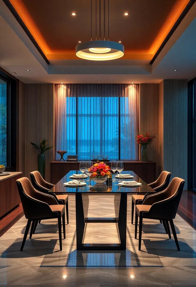 Layered Lighting: Observe how the interaction of glass tabletops and well-placed⁣ lighting can create enchanting reflections and ambiance ⁤during dinner parties