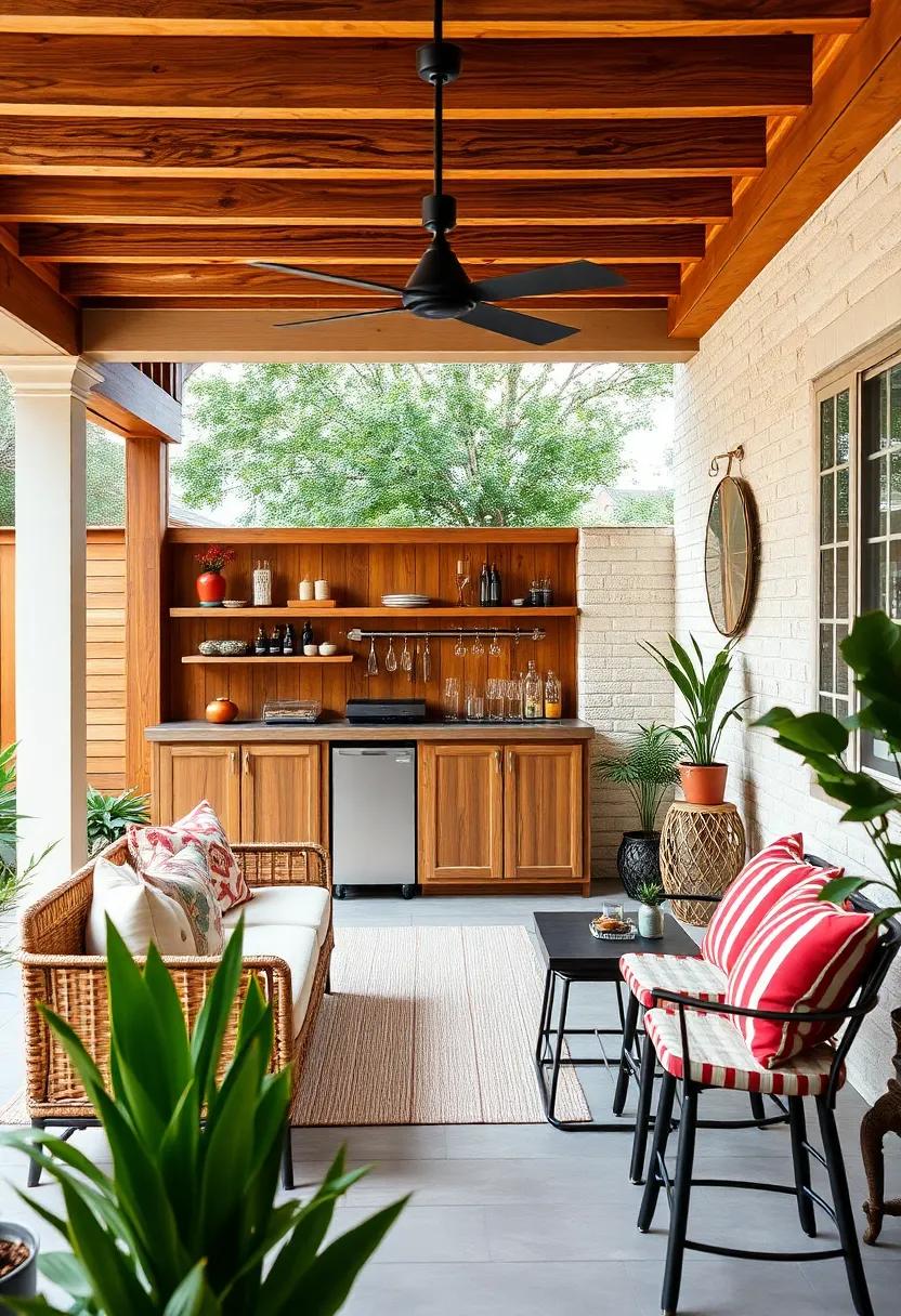 Install⁤ an outdoor Bar with DIY Shelving and ‌Stools