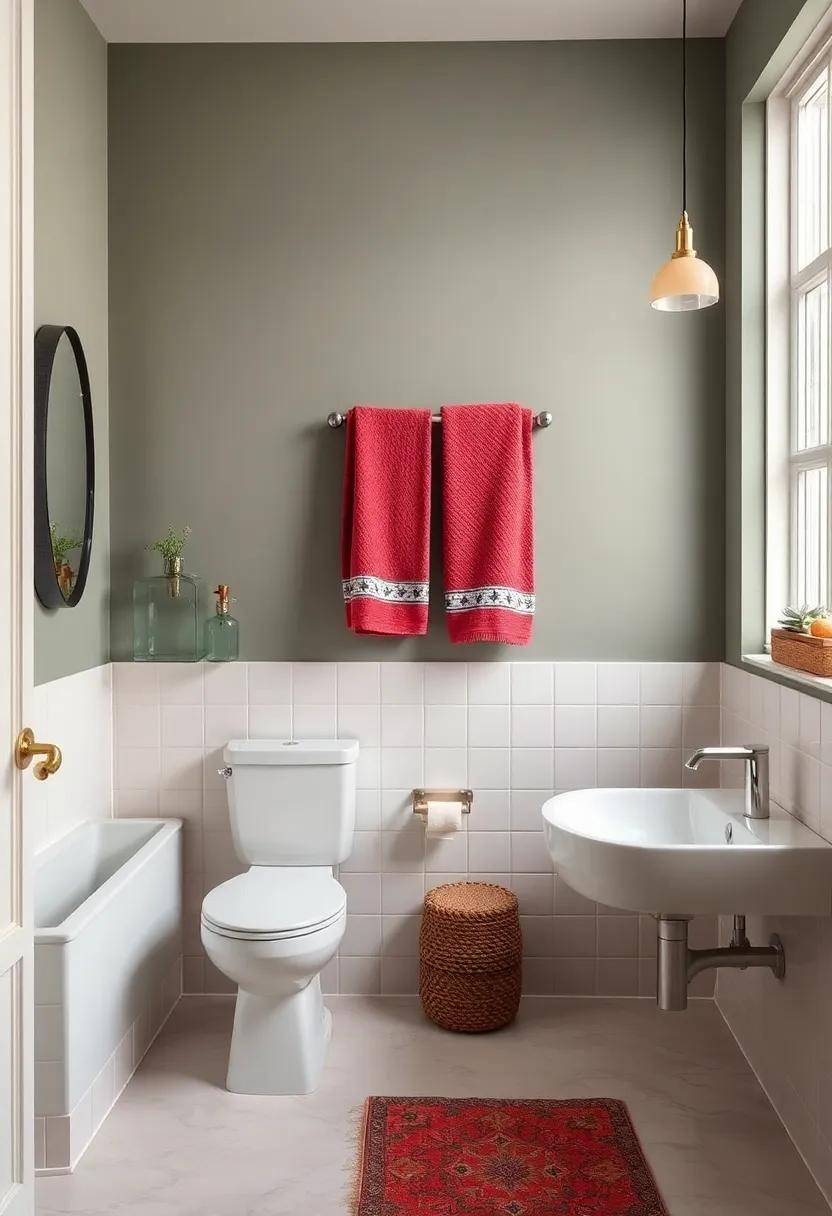 Bold Color Accents: Introduce ‍color through‌ bold accessories, ⁤like towels or rugs, to‍ create an​ eclectic contrast ⁣against more neutral‍ elements