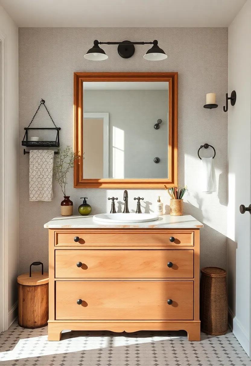 Repurposed⁢ Furniture: Embrace sustainability⁢ by using a repurposed dresser or table as‌ a vanity, combining functionality with vintage charm