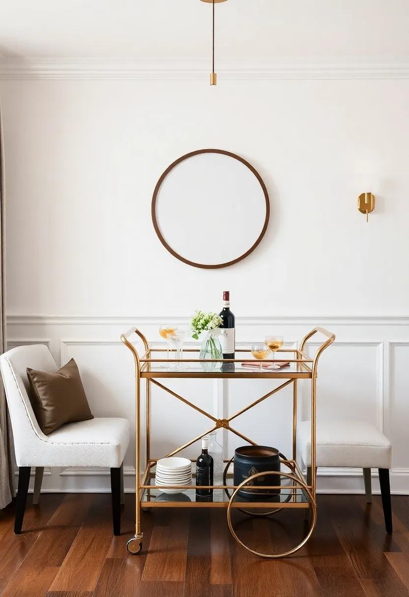 Include⁣ a bar Cart: A stylish bar cart⁢ adds ⁣functionality and flair, perfect ⁣for serving drinks during gatherings
