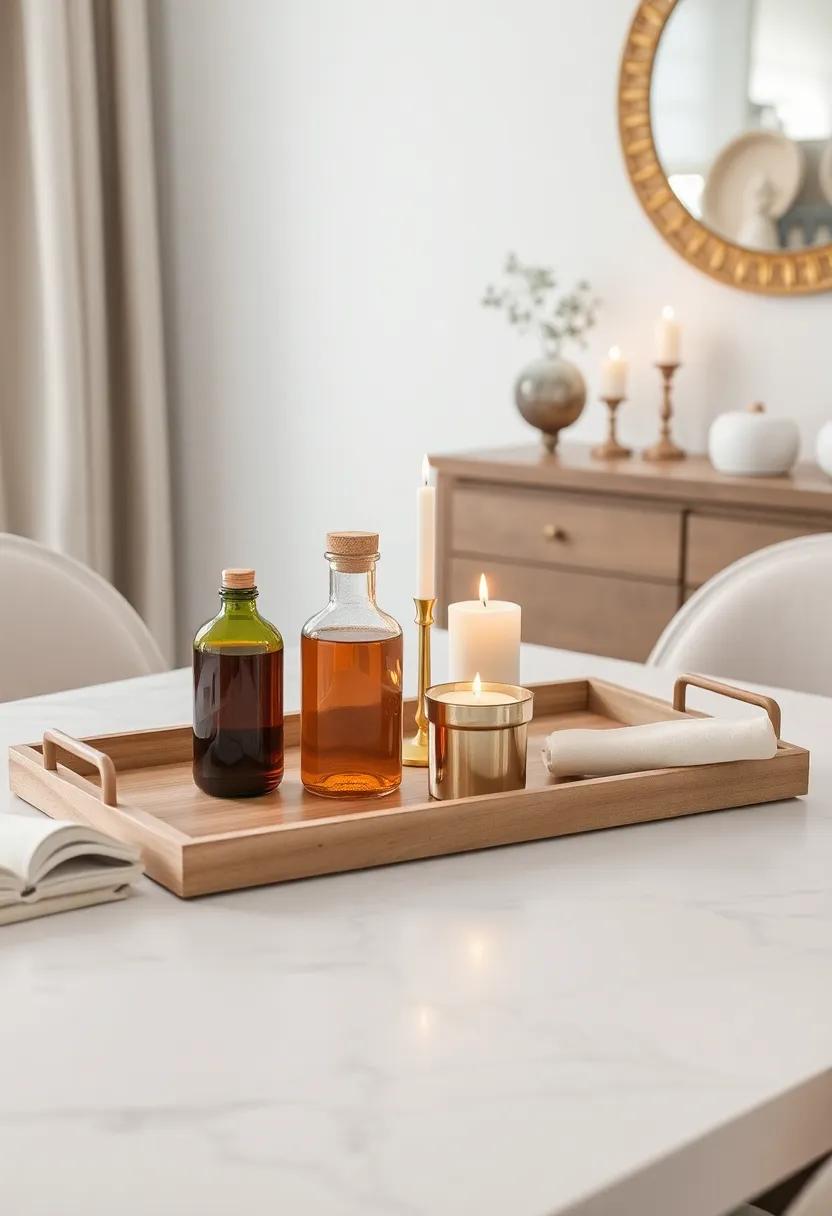 Use Decorative Trays: Organize condiments and candles on decorative trays for an‌ effortless and chic dining presentation