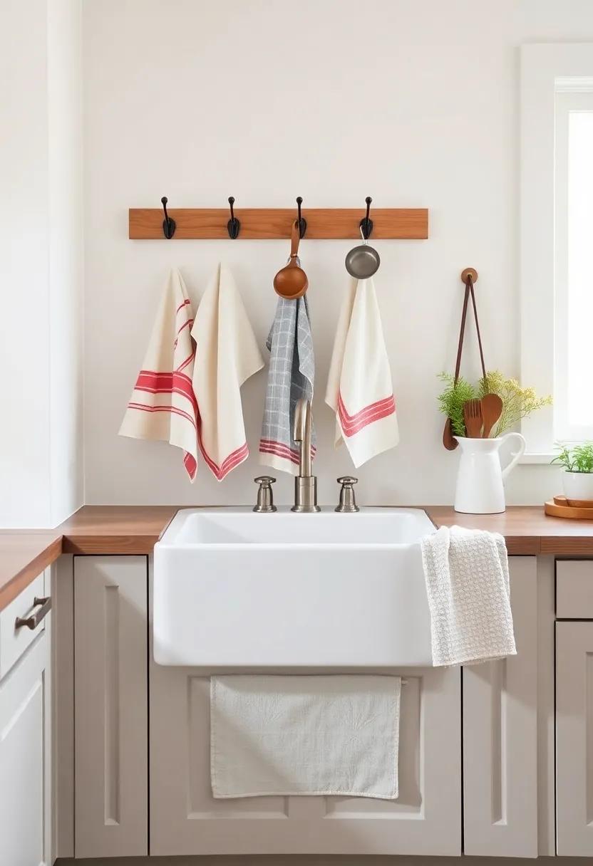 Hang Charming Tea Towels and Utensils from Hooks⁢ for Easy access