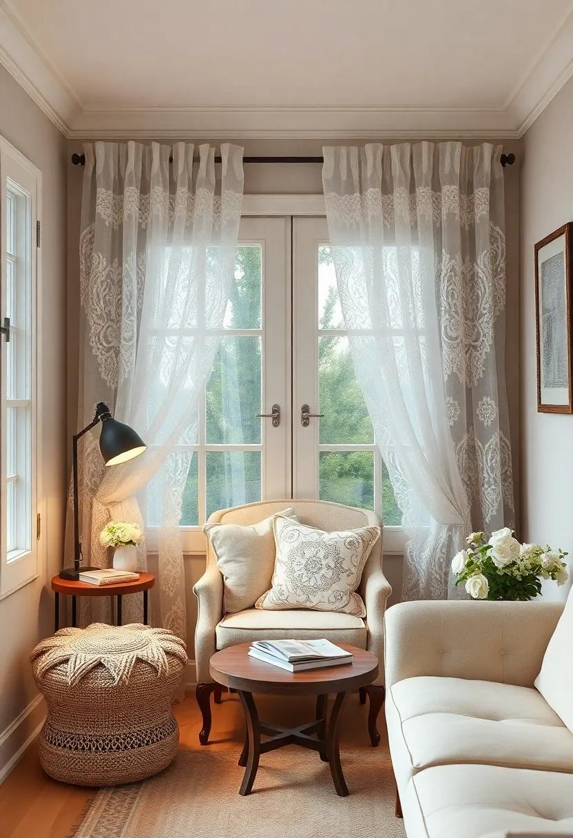 Cozy Reading Nook: Create a small reading corner ⁢with ​a‌ comfortable chair, soft lighting, and plush cushions, draped with lace for a touch of tranquil elegance