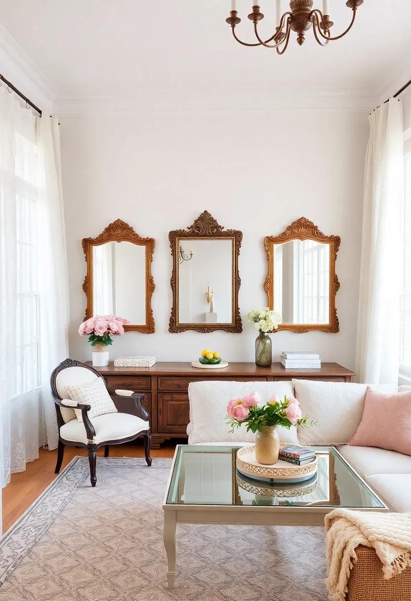 delicate Lace Accents Elsewhere: Introduce lace in unexpected places, such ​as table runners or lamp shades, for a consistent and charming theme throughout the room