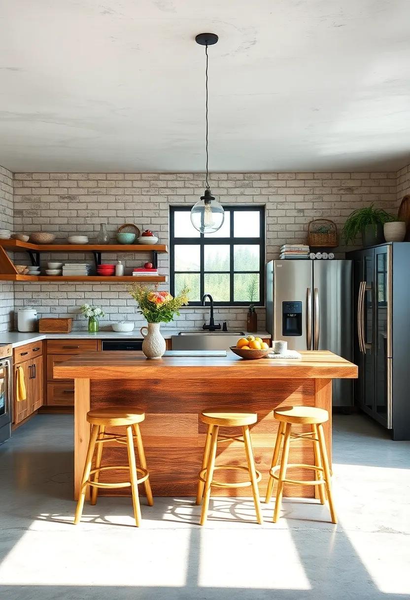 Rustic ​Charm: Infuse warmth into your kitchen with a reclaimed ⁣wood ‌island, ​paired ⁤with vintage stools for a ‍cozy, inviting‍ atmosphere