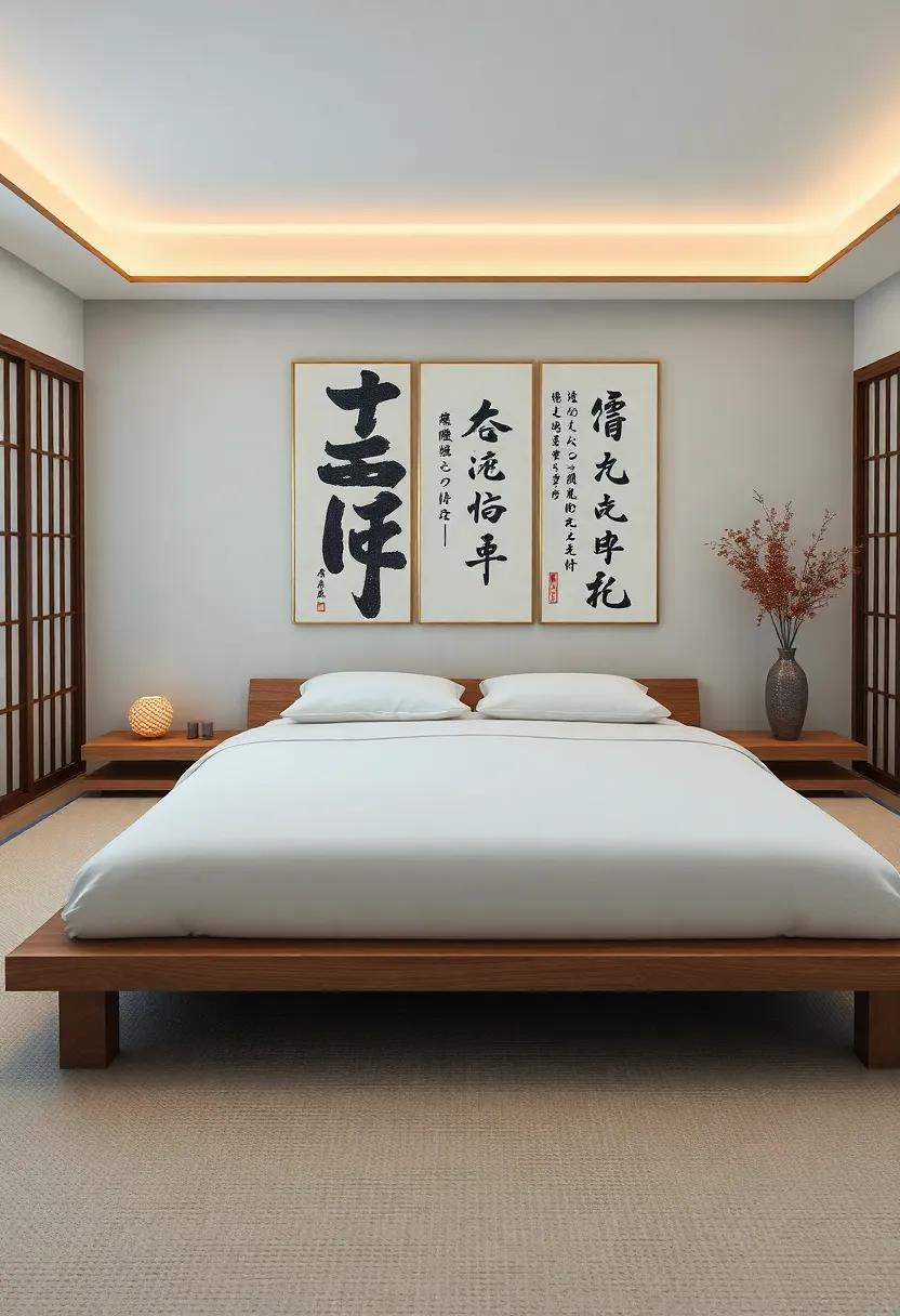 Japanese ‍Calligraphy: Display ‍pieces of Japanese ⁤calligraphy featuring ​calming ‌phrases‍ or poetry to inspire ‍tranquility and ⁤contemplation