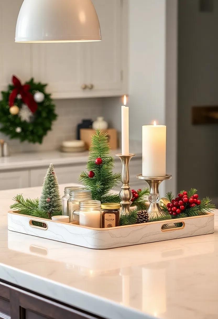 Utilize decorative ​trays to corral smaller items‌ like​ baking supplies, holiday⁣ spices, and candles, making your kitchen island look organized yet festive