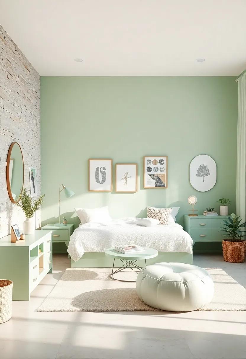 Pastel‍ Paradise: ‍Create a ​soothing sanctuary with pastel ⁣green accents paired⁢ with​ soft whites and creams, ‌offering a calm retreat ‌for study and⁤ relaxation