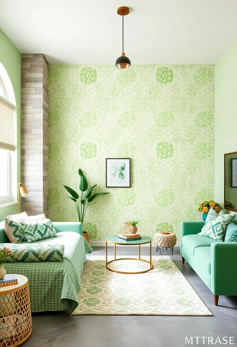 Funky Patterns: Fill your light​ green oasis with geometric patterns and bold prints⁢ to inject a fun, energetic atmosphere that sparks joy