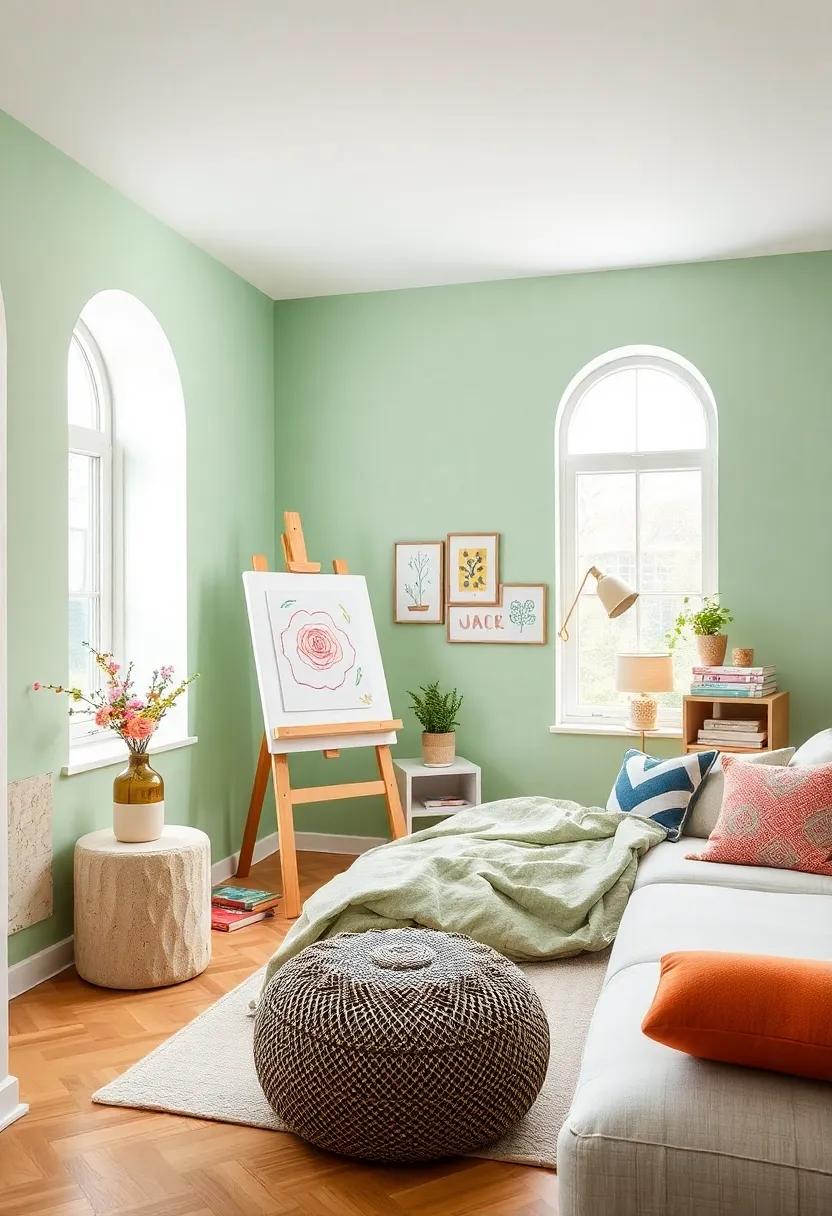 Artistic Expression: Design‍ a creative corner with an easel and light green walls that inspire artistic endeavors, making⁣ it an ideal space for a budding artist