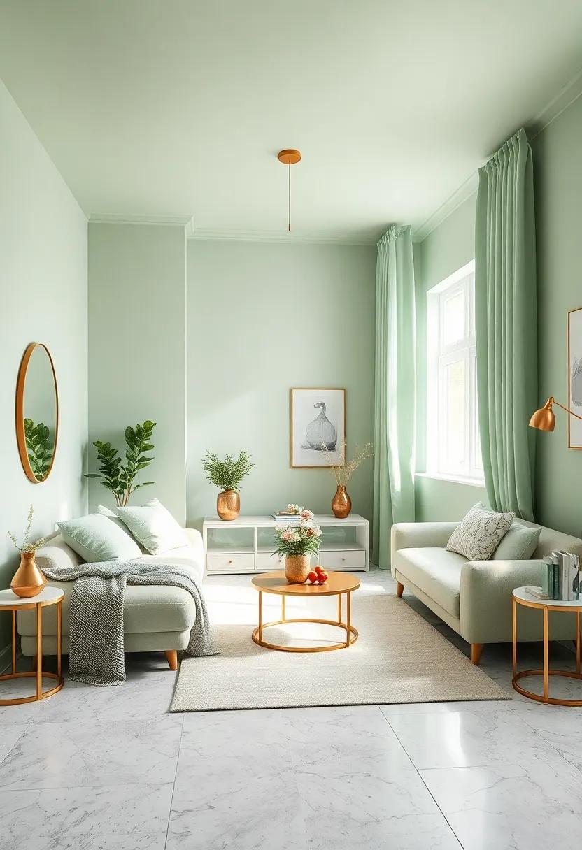 Modern Glam: Combine light green with metallic accents ⁤like gold or silver to achieve a chic, glamorous ⁤atmosphere that feels⁤ both modern and stylish