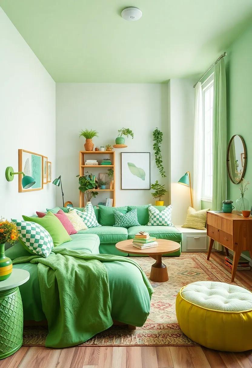 Eclectic Style: Mix and match various shades of green‌ with bold colors and quirky decor ⁢elements to curate⁢ a vibrant, eclectic⁢ teen hangout