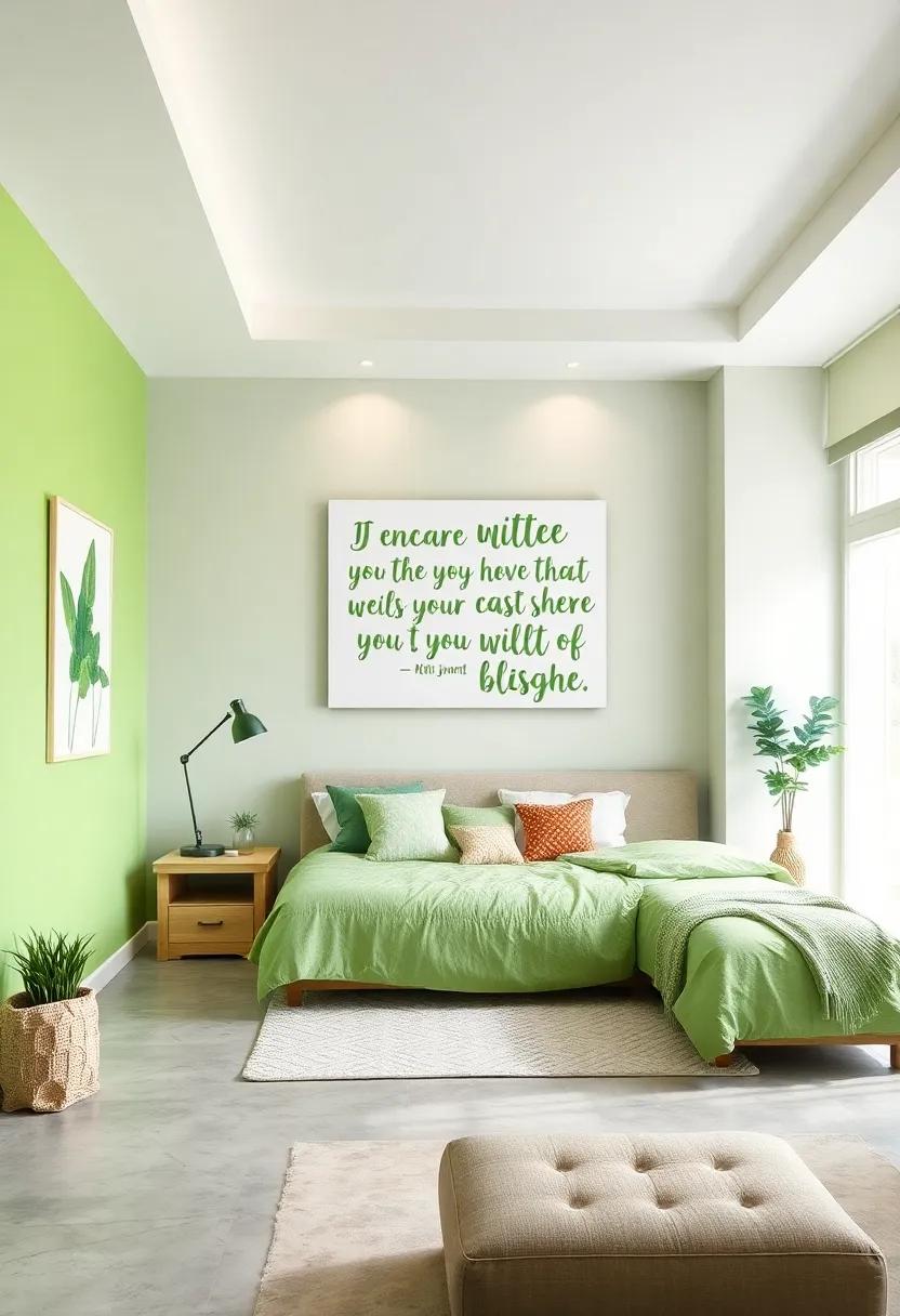 Custom Canvas:⁣ Create a personalized canvas with your favorite quotes in vibrant greens, providing daily ‍inspiration and motivation