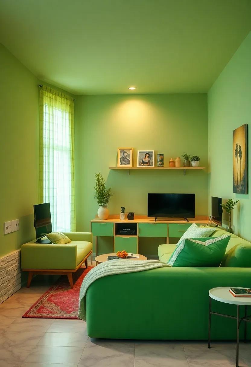 Tech-Friendly Space: Design a modern​ teen hangout ⁢with light‍ green‍ tones while ensuring there’s plenty of room for your gadgets and tech setup