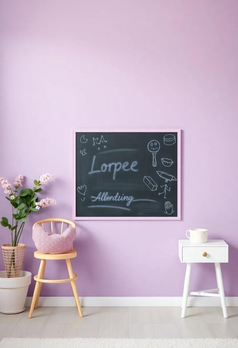 Collaborative Art⁢ Wall: Paint a section of the wall⁣ with chalkboard⁤ paint in lilac for endless ‌creativity ‌and doodling fun